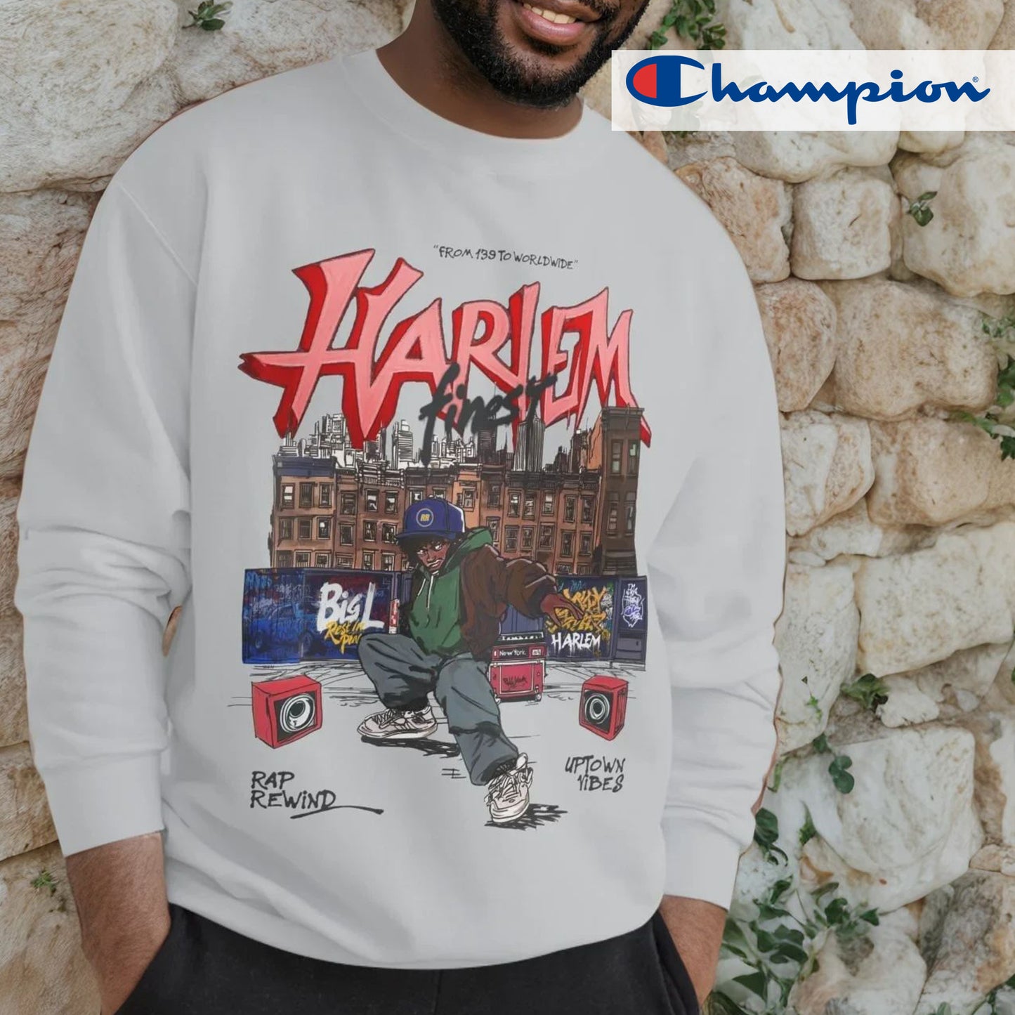 White Harlem Rap Rewind Sweatshirt