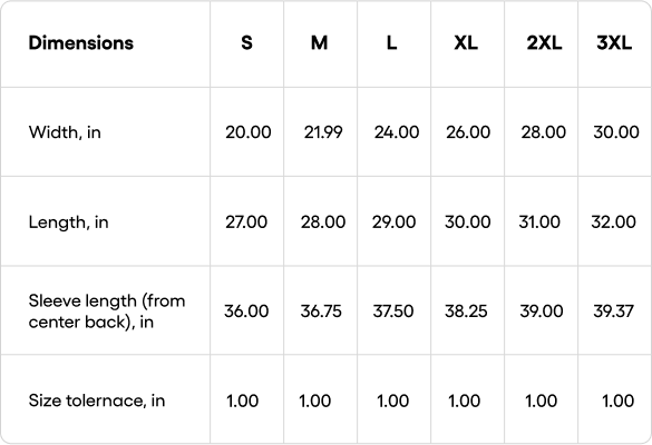 Size chart