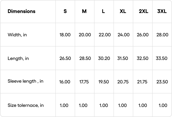 Size chart