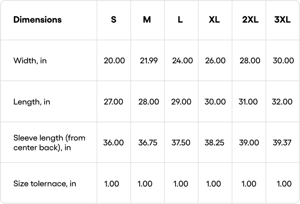 Size chart