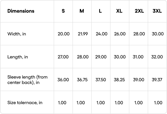 Size chart