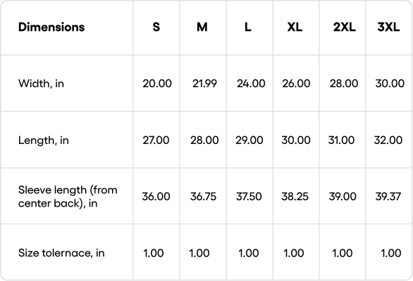 Size chart