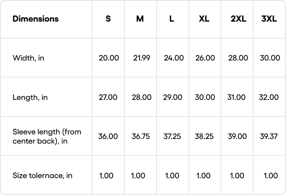 Size chart